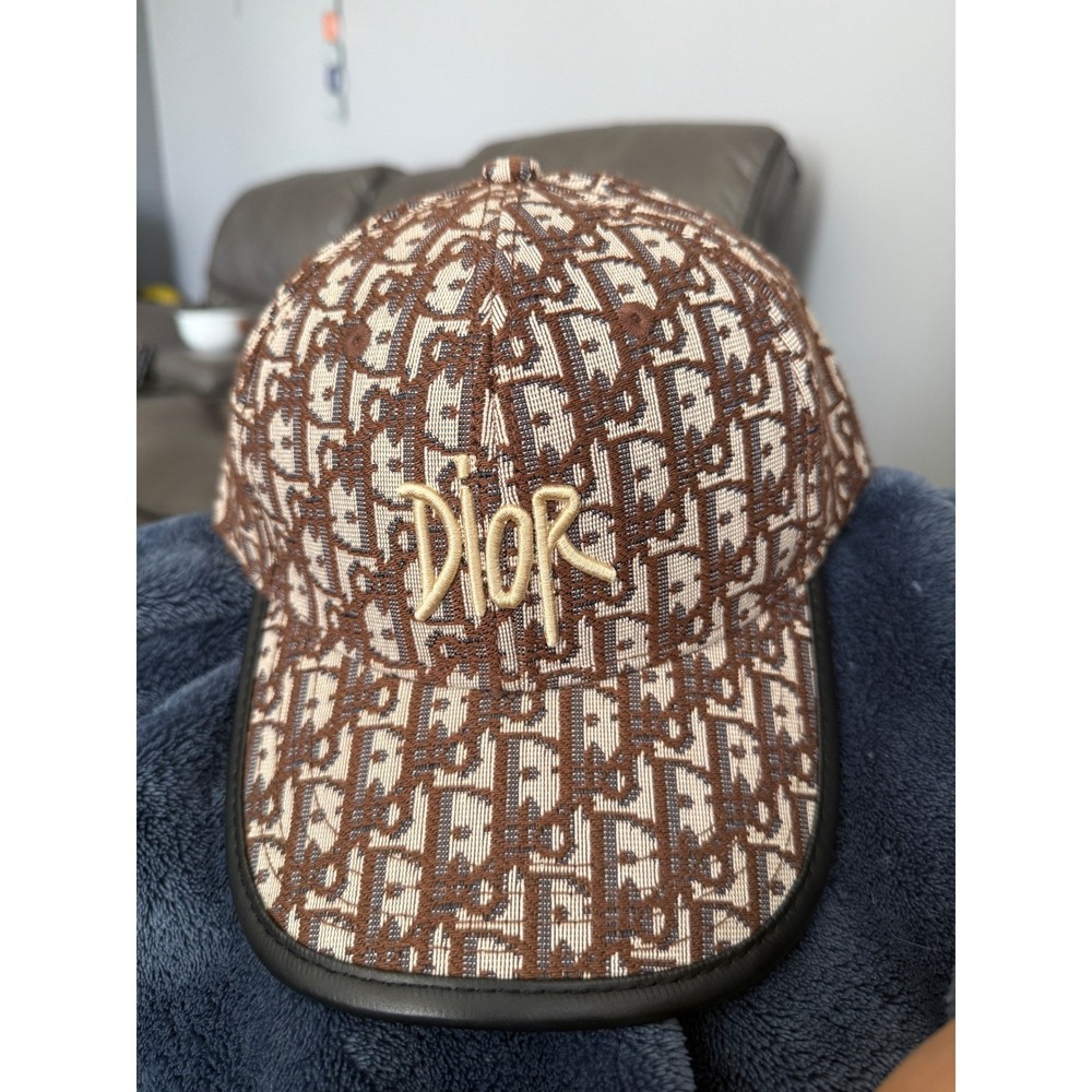 Christian Dior Oblique Monogram Baseball Cap Brown Beige Jacquard Hat France NEW